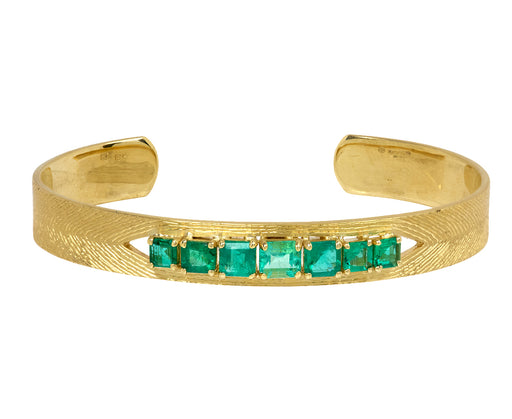 Artemis Engraved Emerald Cuff Bracelet