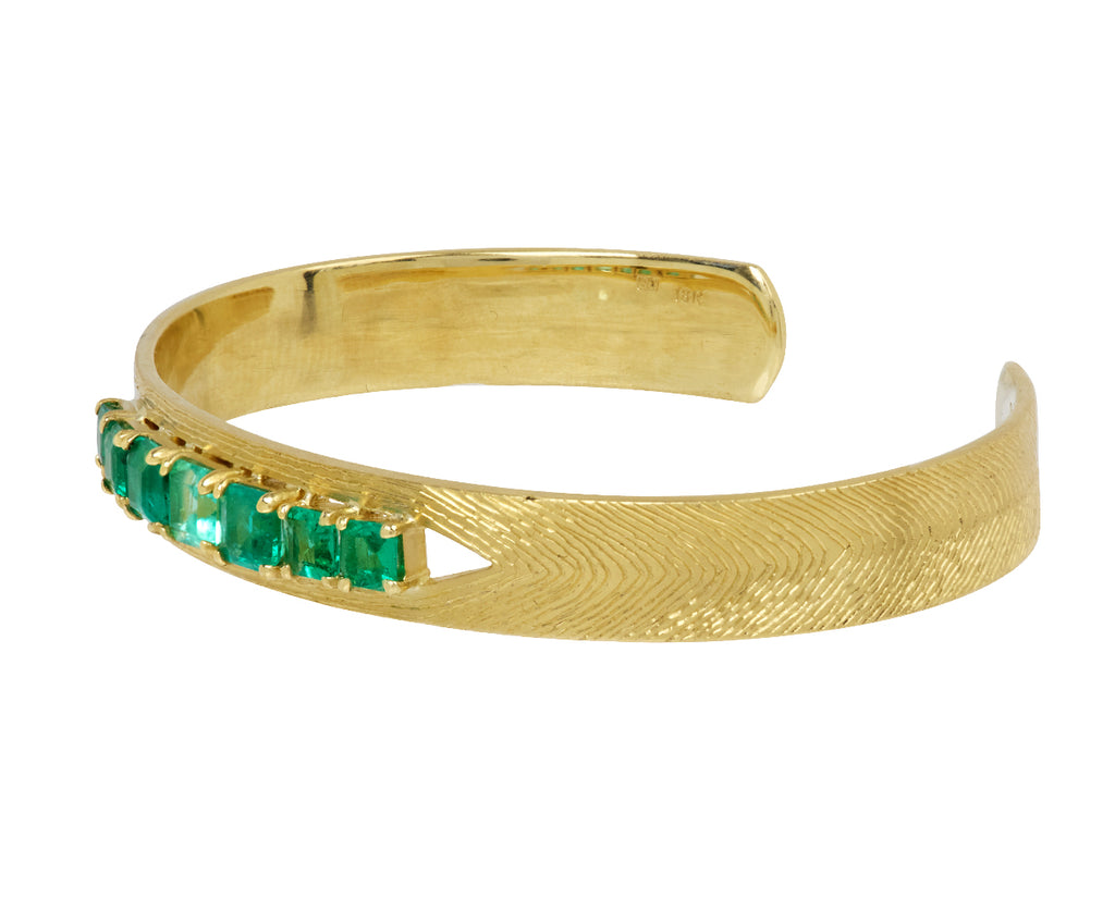 Artemis Engraved Emerald Cuff Bracelet