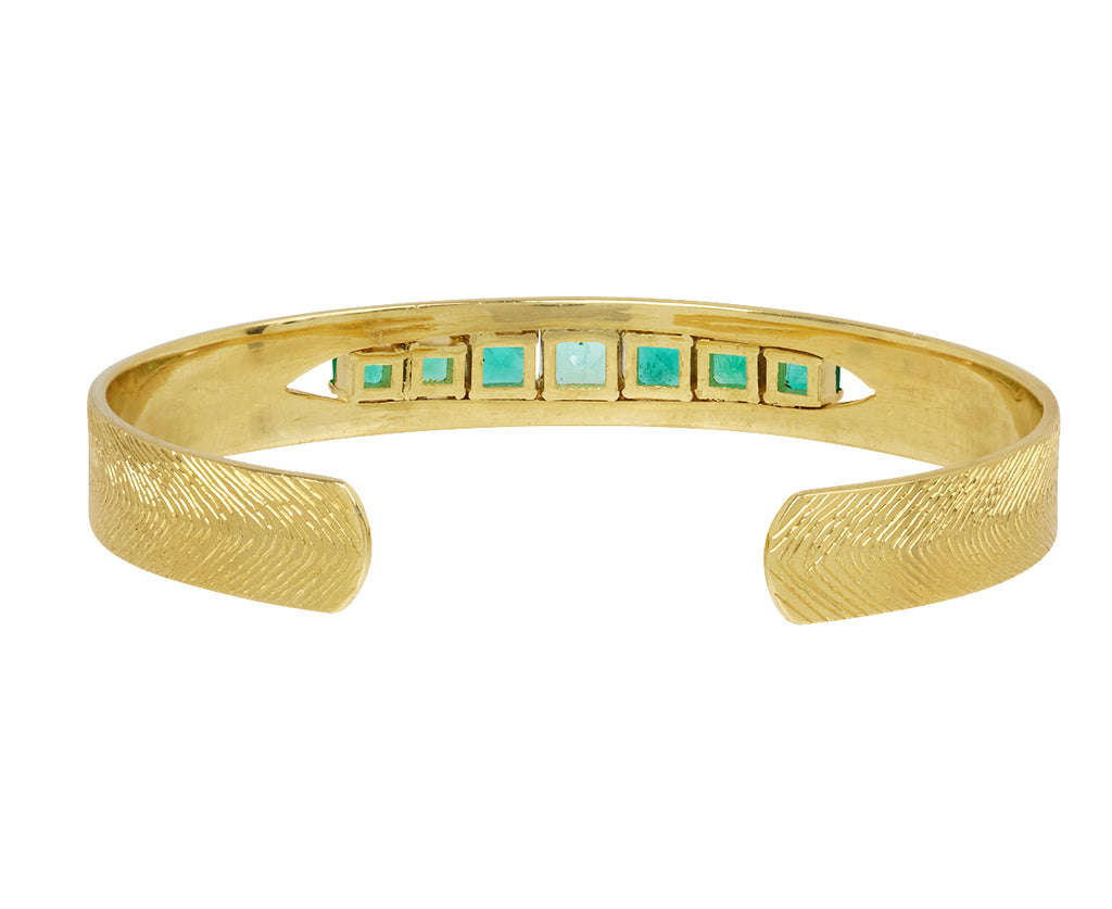 Artemis Engraved Emerald Cuff Bracelet