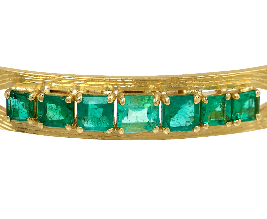 Artemis Engraved Emerald Cuff Bracelet