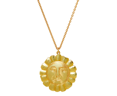 Brooke Gregson Engraved Lionheart Sun Pendant Necklace