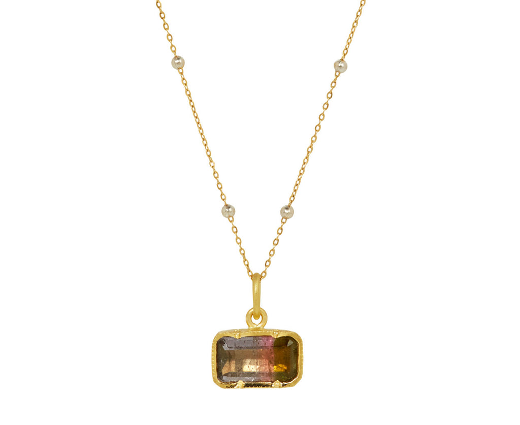 Bicolour Tourmaline Beaded Chain Necklace