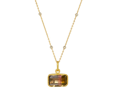 Bicolour Tourmaline Beaded Chain Necklace