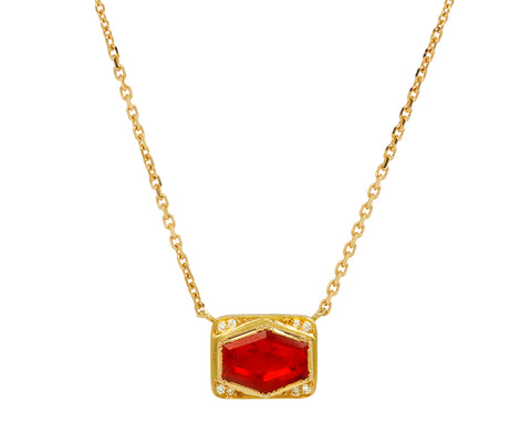 Geo Halo Fire Opal Necklace