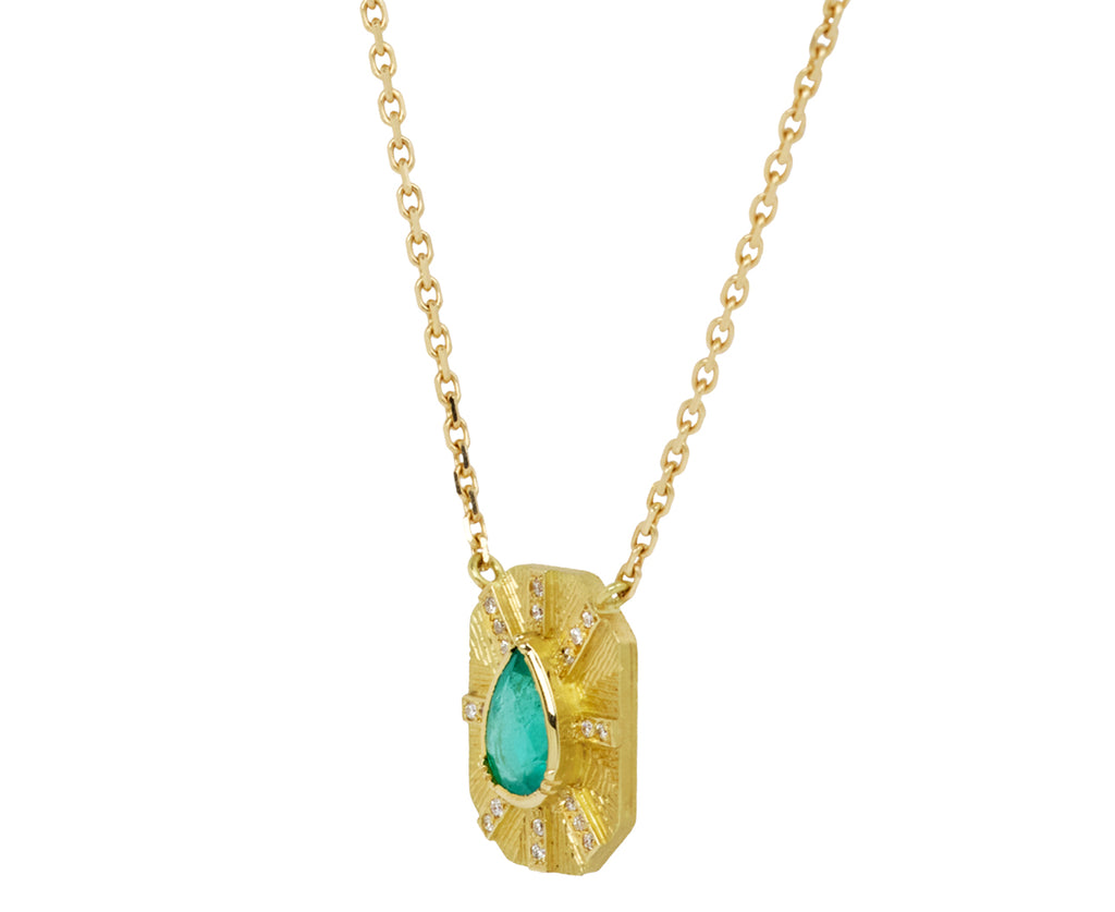 Emerald Diamond Ray Necklace