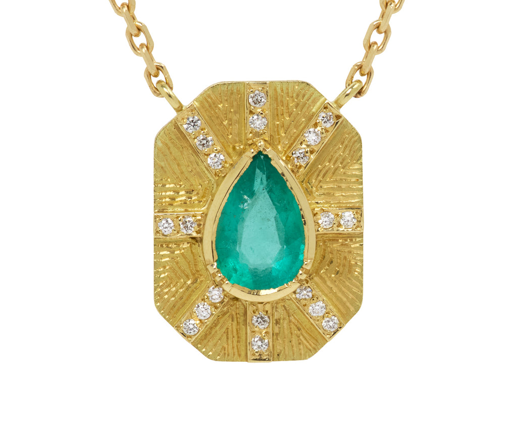 Emerald Diamond Ray Necklace