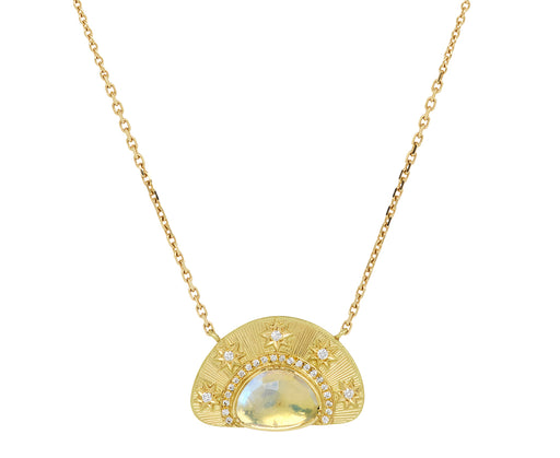 Moonstone Stargaze Engraved Necklace