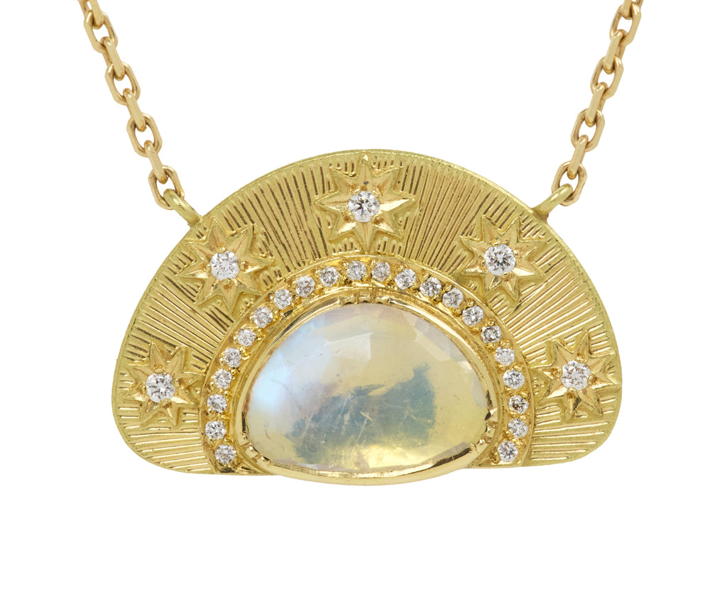 Moonstone Stargaze Engraved Necklace