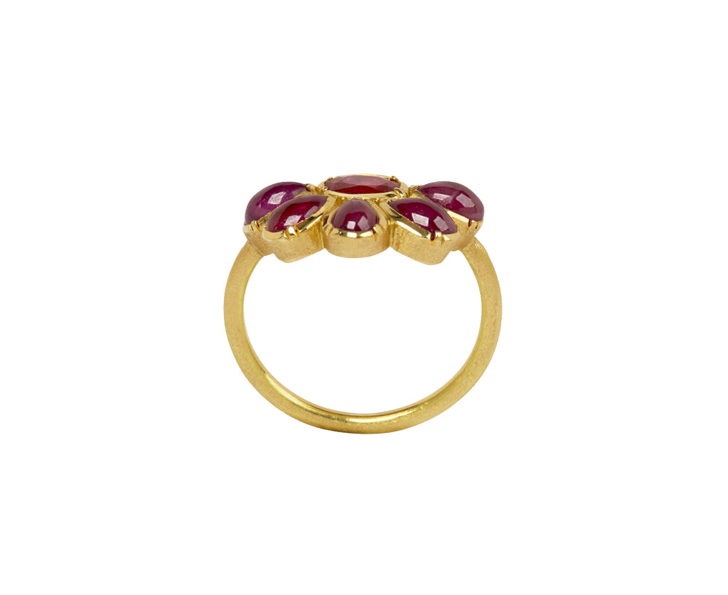 Brooke Gregson Ruby Flower Ring - Top Down View
