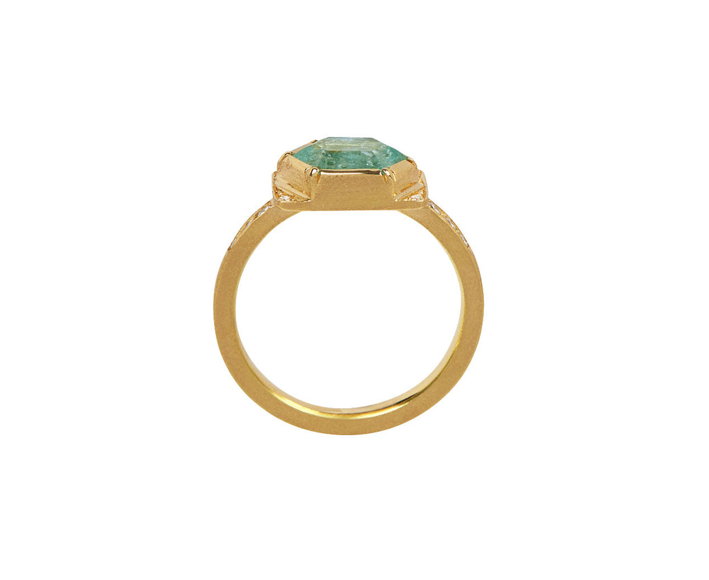 Hexagonal Emerald Shield Ring