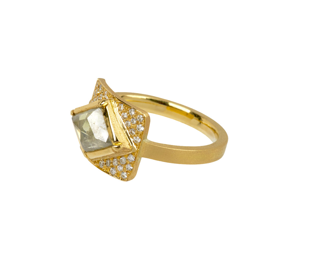 Raw Diamond Shield Ring