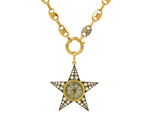 Diamond North Star with Victorian Enamel Compass Pendant ONLY