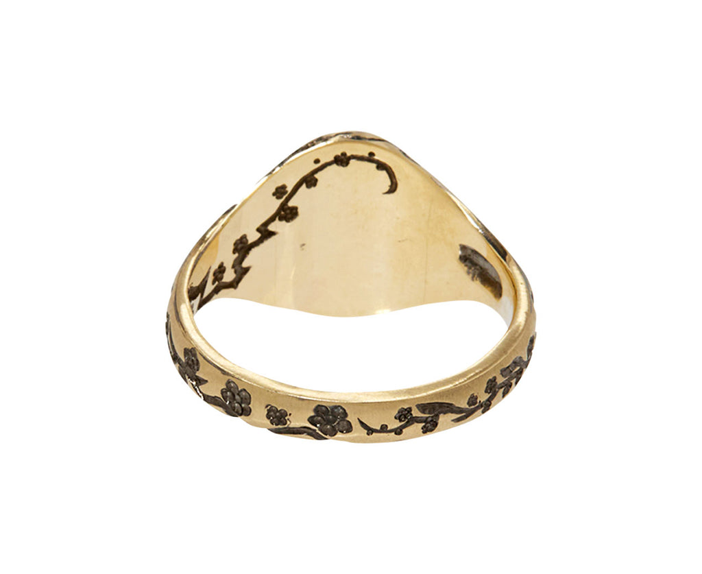 Mini Dragon and Flowers Signet Ring