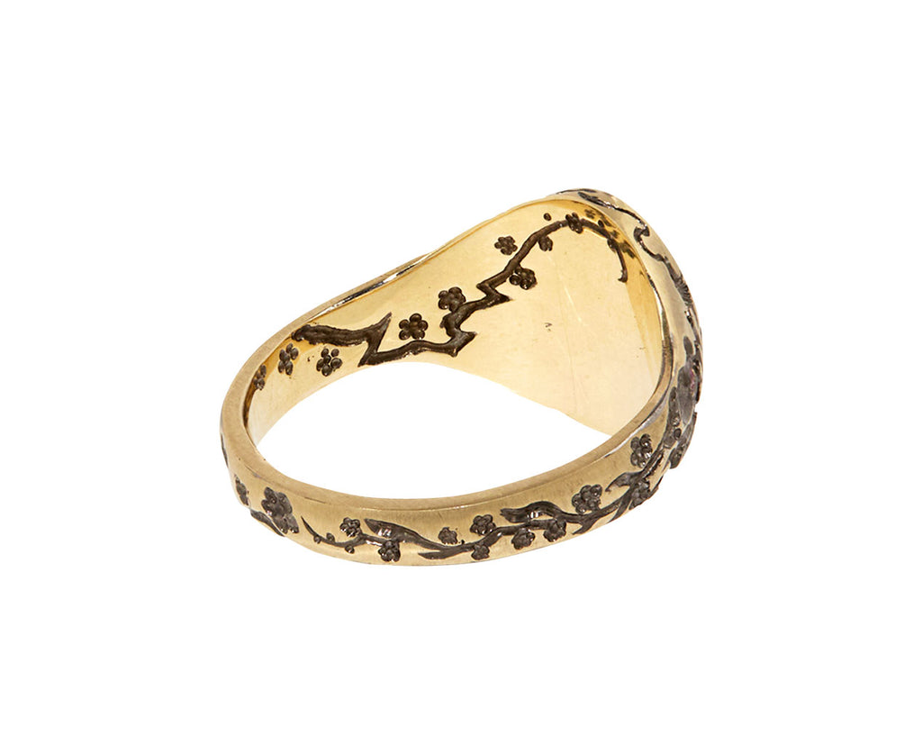 Mini Dragon and Flowers Signet Ring