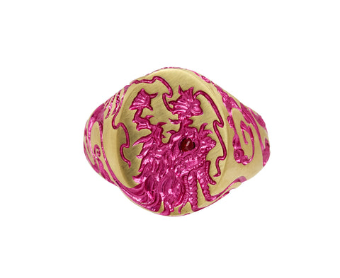 Fuchsia Plating Dragon Signet Ring