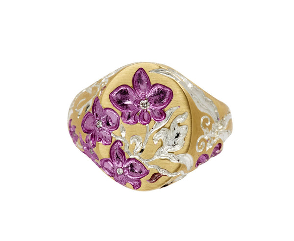 Castro Smith Purple Orchid Signet Ring