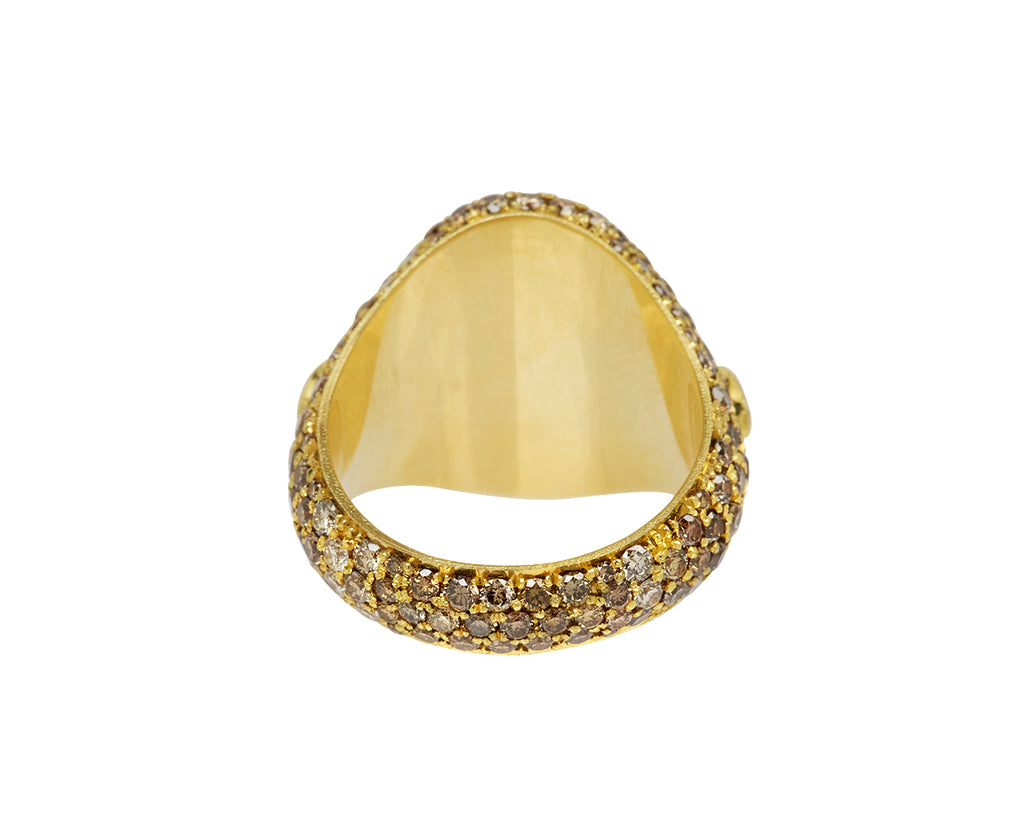 Diamond Flower and Conch Signet Ring