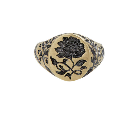 Black Rhodium Peony Ring