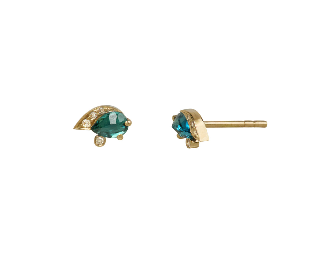 Celine Daoust Tourmaline and Diamond Eye Stud Earrings - Side VIew