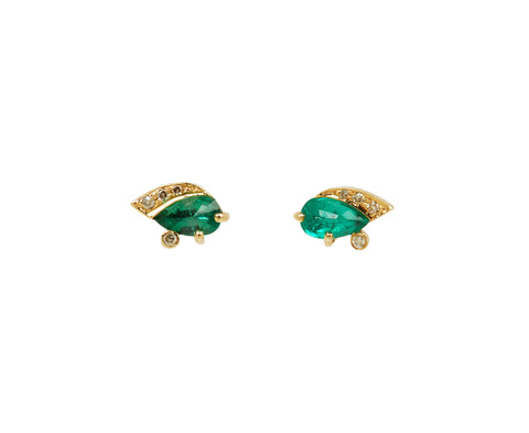 Celine Daoust Emerald and Diamond Eye Stud Earrings