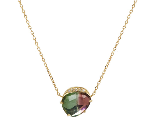 Celine Daoust Watermelon Tourmaline and Diamond Pendant Necklace