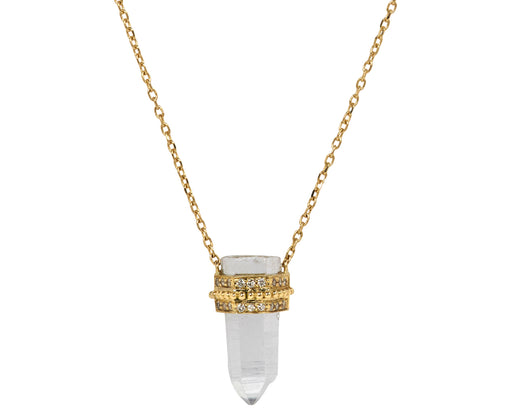 Celine Daoust Rock Crystal and Diamond Pendant Necklace
