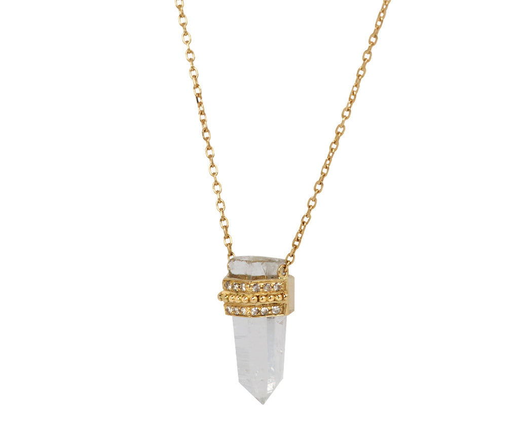 Celine Daoust Rock Crystal and Diamond Pendant Necklace - Angled View