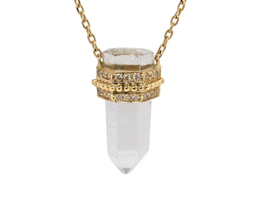 Celine Daoust Rock Crystal and Diamond Pendant Necklace - Ckloseup