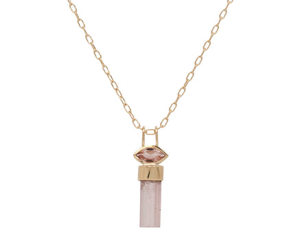 Celine Daoust Marquise and Natural Pencil Tourmaline Pendant Necklace