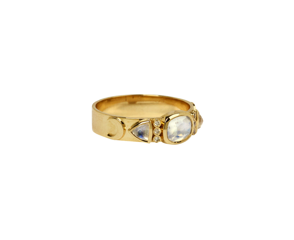 Celine Daoust Moonstone and Diamond Totem Ring - Side View 2