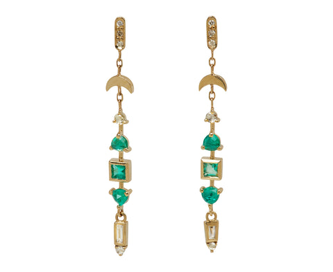 Celine Daoust Emerald and Diamond Moon Earrings