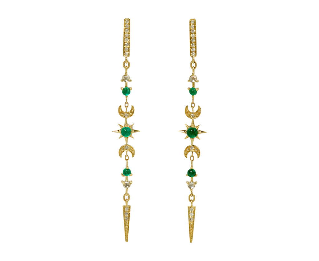Celine Daoust Sun and Moon Emerald and Diamond Earrings