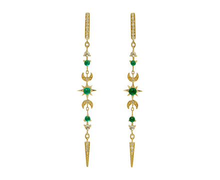 Celine Daoust Sun and Moon Emerald and Diamond Earrings