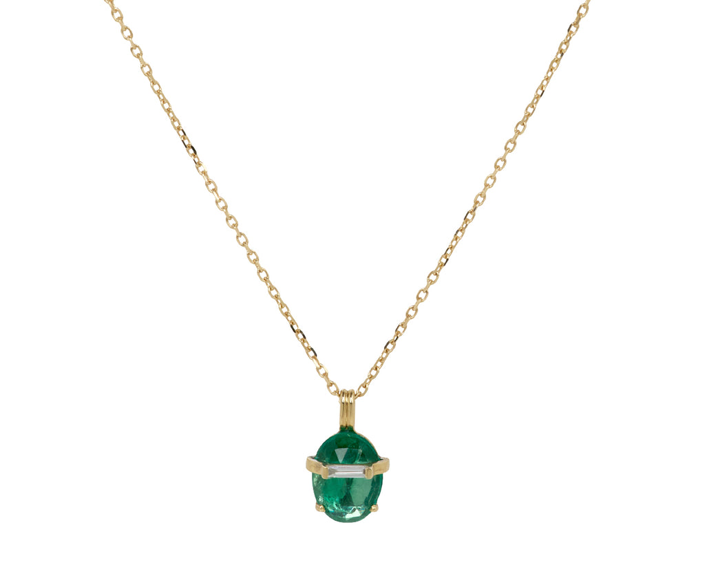 Celine Daoust Emerald and Diamond Pendant Necklace