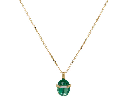 Celine Daoust Emerald and Diamond Pendant Necklace