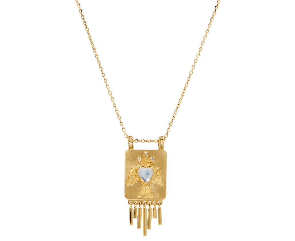 Celine Daoust Moonstone Heart and Angel Necklace