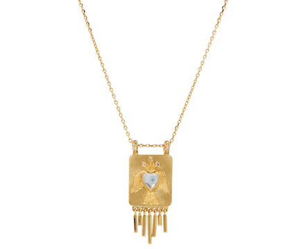 Celine Daoust Moonstone Heart and Angel Necklace