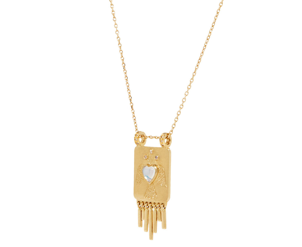 Celine Daoust Moonstone Heart and Angel Necklace - Angled View
