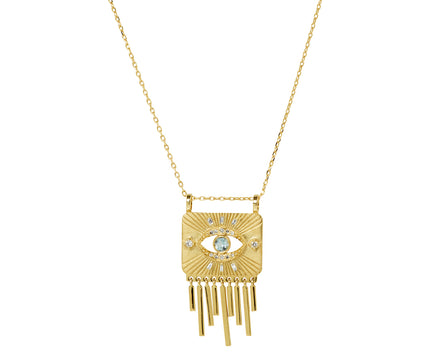Aquamarine Open Eye Fringe Necklace