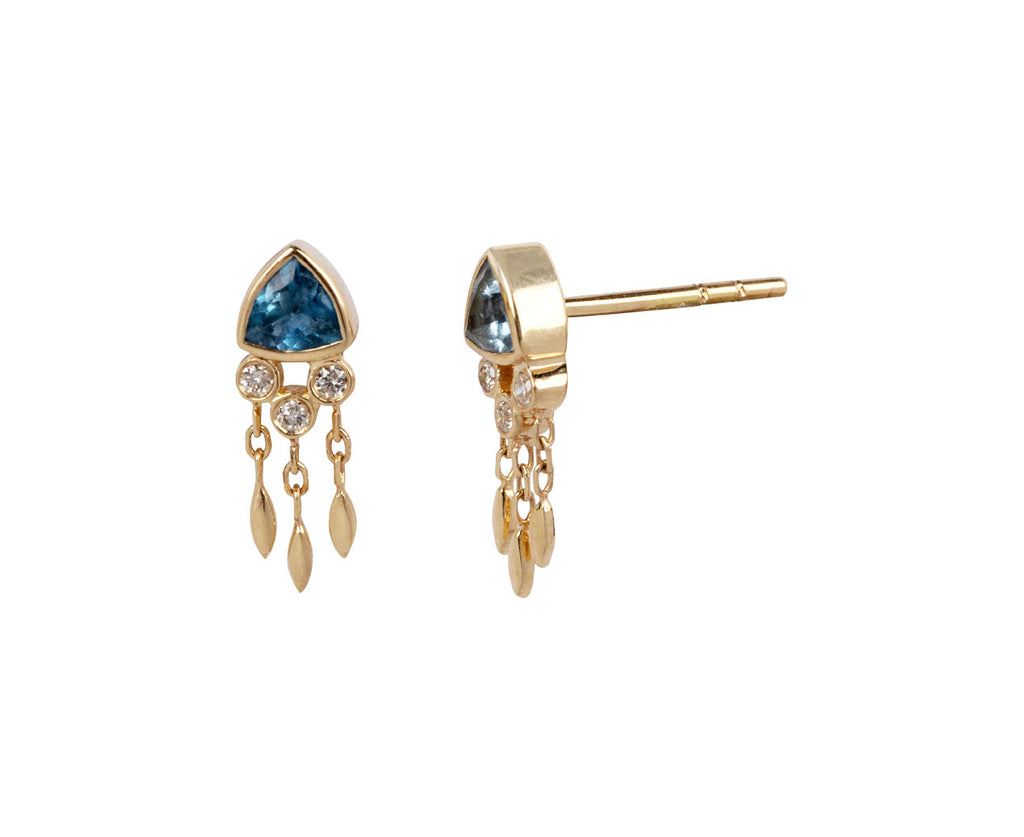 Celine Daoust Aquamarine Trylian Stud Earrings Side View