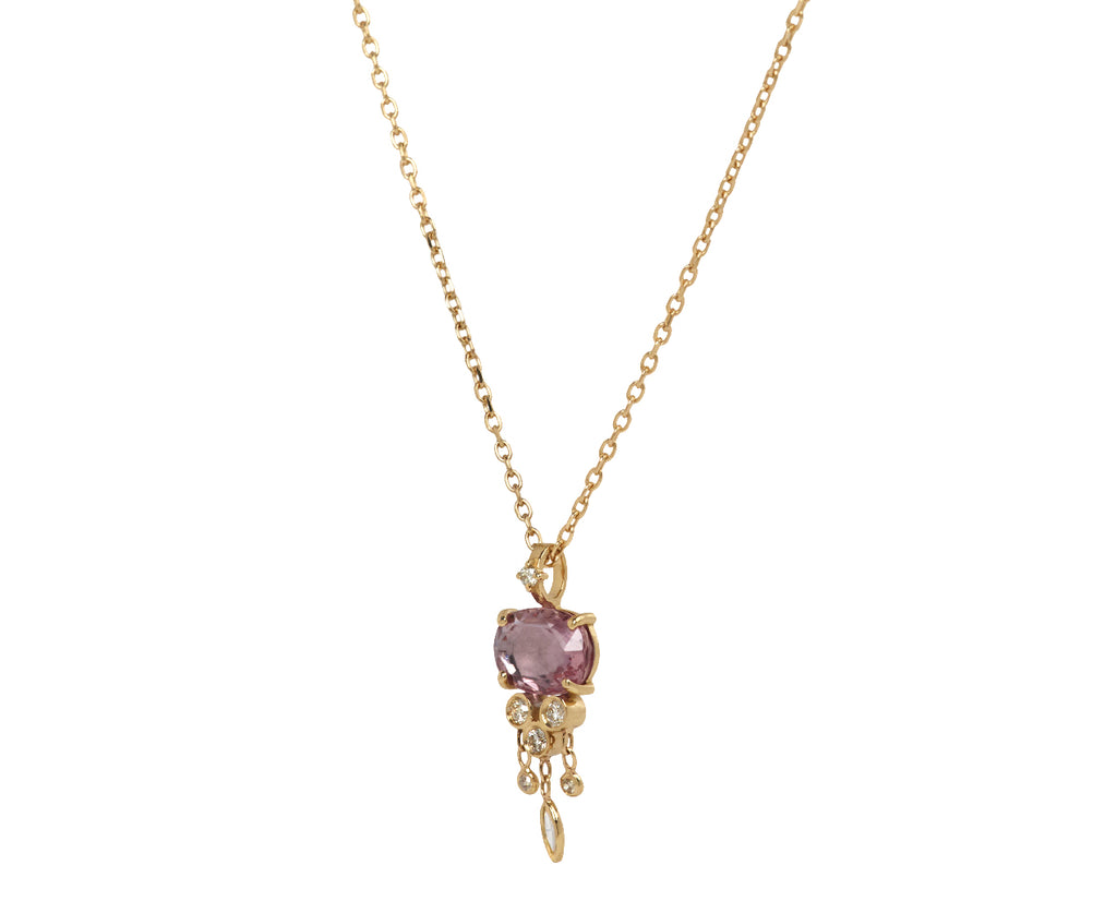 Celine Daoust Pink Sapphire and Diamond Jelly Fish Necklace - Side View