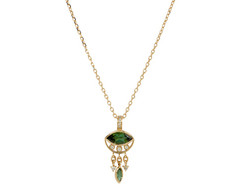 Celine Daoust Green Tourmaline and Diamond Evil Eye Necklace