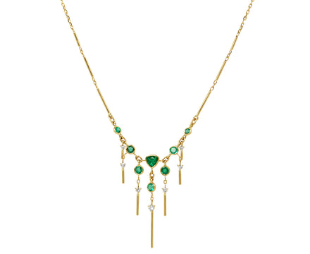Celine Daoust Emerald and Diamond Pendant Necklace
