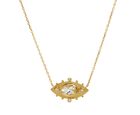 Celeste Daoust Diamond and Moonstone Evil Eye Necklace
