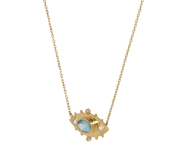 Celeste Daoust Blue Tourmaline and Diamond Evil Eye Necklace