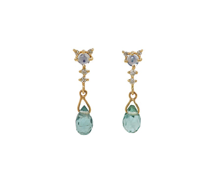 Celine Daoust Moonstone, Sapphire and Diamond Stud Drop Earrings