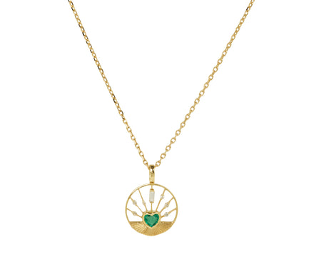 Celine Daoust Emerald Heart and Sun Pendant Necklace