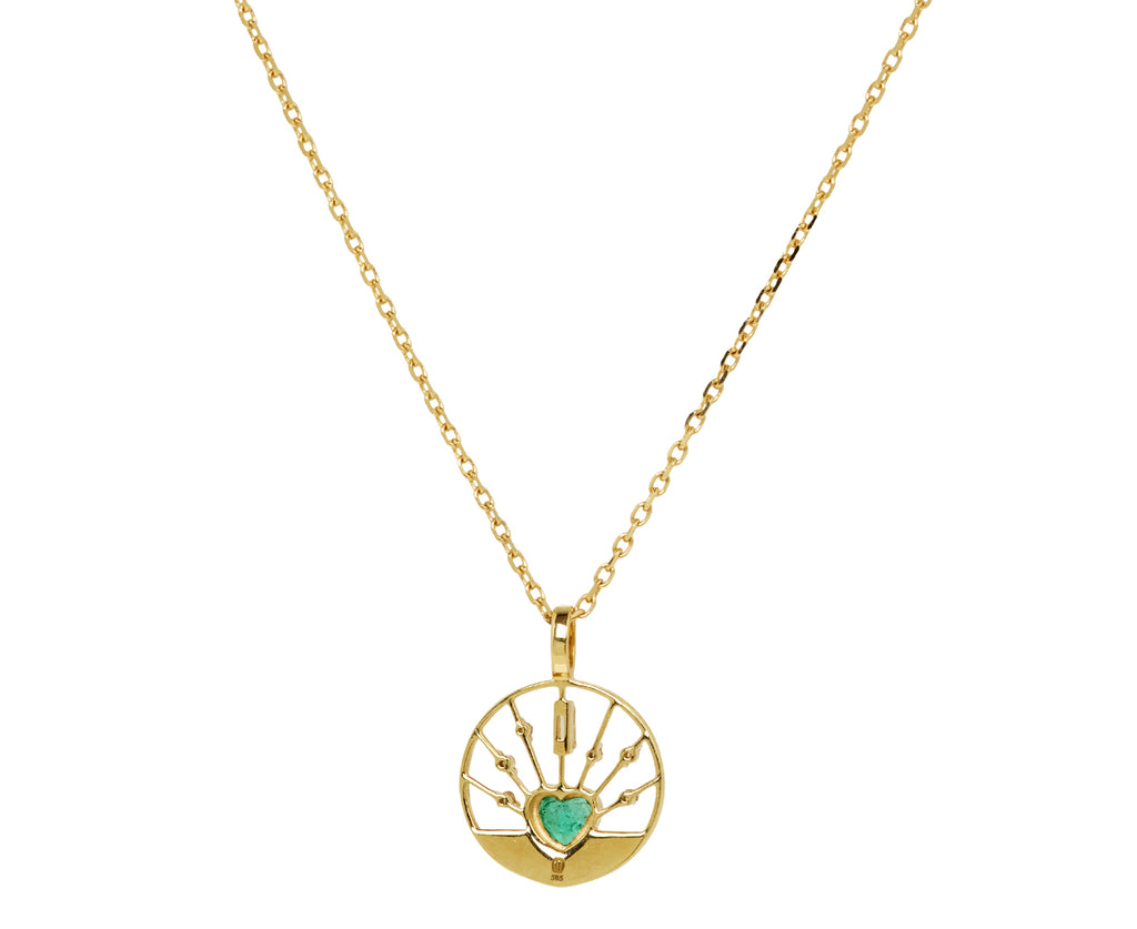 Celine Daoust Emerald Heart and Sun Pendant Necklace - Back View