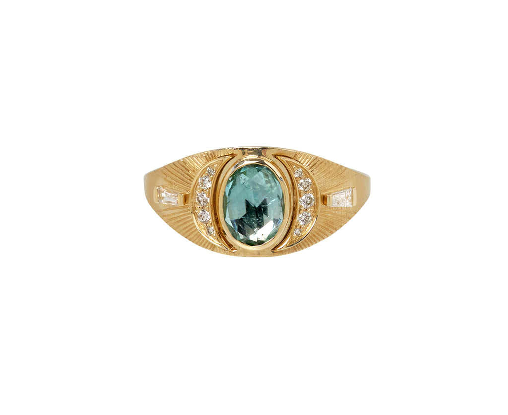 Celine Daoust Rose Cut Tourmaline and Diamond Moon Ring