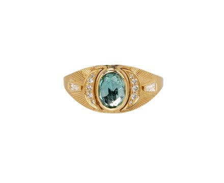 Celine Daoust Rose Cut Tourmaline and Diamond Moon Ring